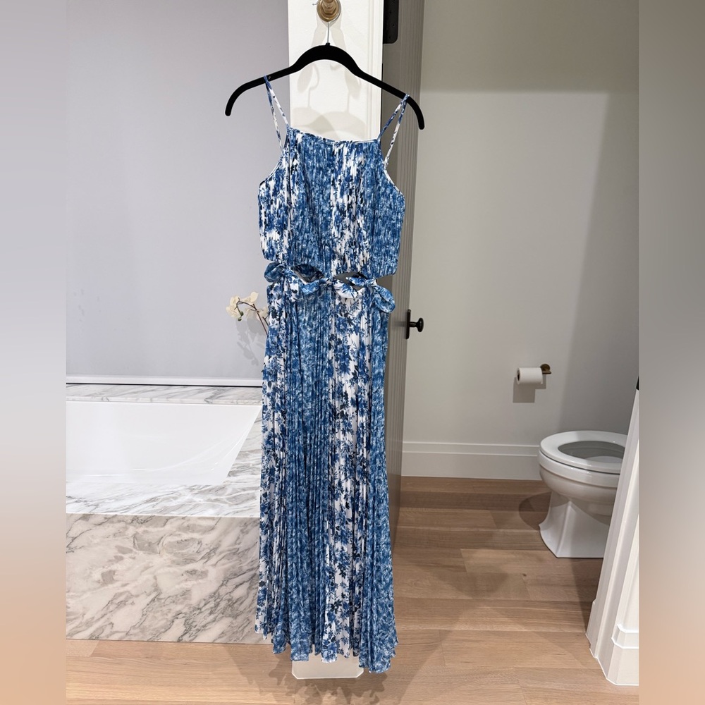 AMUR Blue and White Floral Maxi Dress